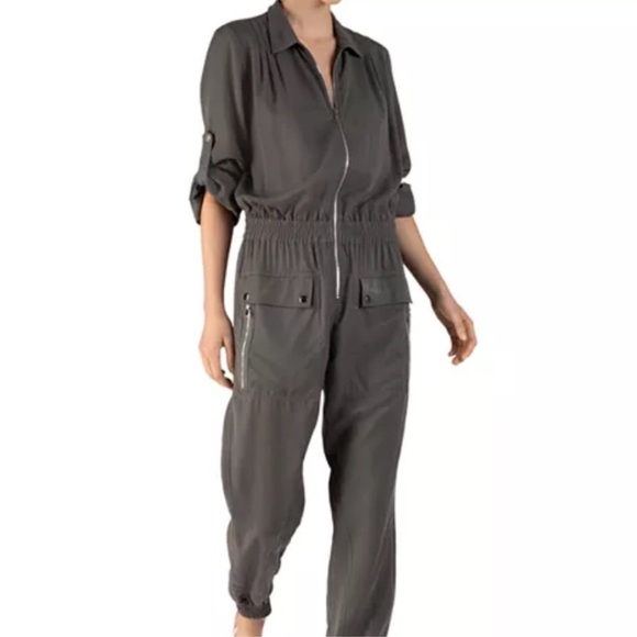 ATM Anthony Thomas Melillo Pants - ATM Anthony Thomas Melillo Army Green Washed Lyocell Utility Jumpsuit XS